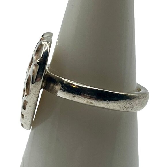 Coach Sterling Silver Ring Size 7 Heart Shape Designer Classic Logo Elevated - Picture 4 of 6